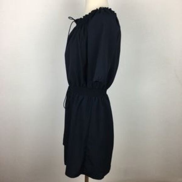 Loft Navy Short Sleeve Elastic Waist  Fit & Flare  Dress Small - Picture 3 of 6